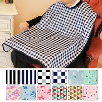복쐬낭생활용품 성인용턱받이 버튼형타입 어르신 노인 성인 식사 턱받이 환자 식사 위생 앞치마 방수 원단 큰턱받이 촘띱웠 스트라이프 체크 플라워 패턴 eJ29L+k0C2p, [[플라워(스카이)], 1개