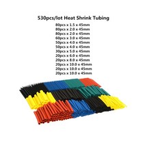 실리콘튜브 투명수축튜브 폴리올레핀 열 수축 튜브 케이블 슬리브 랩 와이어 세트 8 사이즈 다양한 색상 5, 01 530PCS