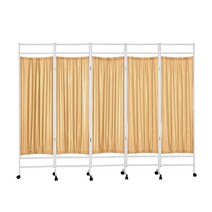 파티션 가벽파티션 원목파티션 파티션인테리어 의료용 스크린 병원 의료용 철제 패브릭 병풍 건강실 클리닉 미용 푸시-풀 모바일 접이식 도르래 병풍 원목파티션 간살파티션, 옐로우 식스 팬(후테 이중 천)