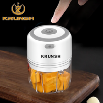 Krunsh 무선 다지기 USB 자동 미니 만능다지기 고기 야채 3중칼날 믹서기 전동 분쇄기, 250ML