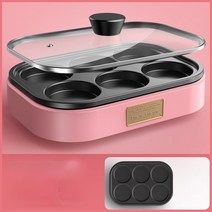 붕어빵기계 튀긴 계란 버거 기계 비 스틱 작은 평면 가정용 프라이팬 아침 식사 만두 팬케이크 팬 몰드 6 홀, [04] pink cover