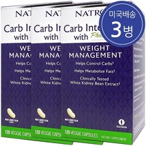 Natrol 화이트 키드니 빈 카브 인터셉트 With 페이즈 2 웨이트 매니지먼트 1000mg 캡슐, 3병, 120정