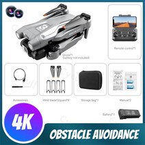 입문용 촬영용 미니 드론 새로운 Z908 프로 드론 와이파이 FPV 미니 4K HD 전문 듀얼 카메라 3 면 장애물, 07 Gray 4K 1B