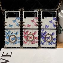 썬 핸드폰 케이스 갤럭시 Z플립3 갤럭시 Z플립4 나비 사각 고리링 커버 케이스
