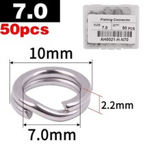 50pcs 304 스테인레스 스틸 커넥터 낚시 분할 반지 회전 3 #-8 # 더블 서클 라운드 스냅 루어 오픈 잉어 낚시 액세서리, 50 pcs, Size8