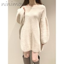 스웨터 Ninimon 롱 한국어 스타일 세련된 특대 느슨한 점퍼 솔리드 패션 더 니트