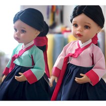 인형 한복 만들기 DIY 옷소매 삼회장저고리 긴댕기 연지 미미 사리엘 마론, 옥색세트, 원단만