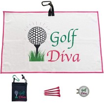 Giggle Golf Par 3 키트에는 골프 타월 와플 소재 티 4개가 티백 모자 클립이 블링 골프공 마커 액세서리 여성을 완벽한 선물 (버블), Golf Diva