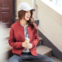 inman women 스포츠 스타일 가을 겨울 코트 여성 그래픽 자수 야구 스탠드 칼라 short outwear button up girl jacket
