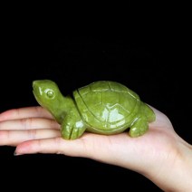 천연 옥 거북이 조각 장식품 돈들어오는 복 장수 행운 인테리어 공예, B - 11CM 녹색