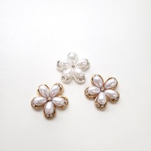 5잎 진주 금속 장식 / 헤어핀 재료 전통 금속 큐빅