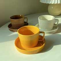 스트라이프 세라믹 머그컵 커피잔 세트, 화이트, 1개