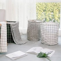 패브릭 빨래바구니 이동식 빨래통, 화이트