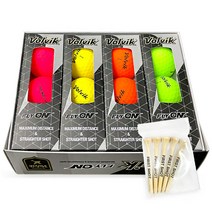 VOLVIK 볼빅 2피스 컬러 골프공 1더즌 12구 퍼스트샷 우드 골프티, 1세트