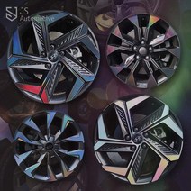 JS automotive 아반떼MD 홀로그램 빛반사 메탈 차량 바퀴 타이어 17인치 18인치 19인치 휠커버 기스 방지 포인트 튜닝 셀프 스티커 부착 튜닝 인테리어 몰딩 용품, 블랙 홀로그램