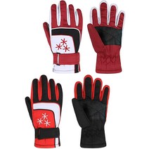 SATINIOR 2쌍 겨울 스키 장갑 방수 방풍 따뜻한 스노우 유니 미끄럼 방지 보온 추운 날씨 남아 및 여아용 (로즈 레드 블루), Black Red