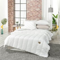 봄 가을 워싱 자수 간절기 친환경 차렵 이불 침대패드_싱글/퀸 사이즈, 차콜