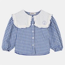 밀리밤 NC02 빅애리 체크 튤립 블라우스 MLBL2211Z