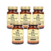 Solgar 솔가 Zinc Picolinate 22mg 100 Tablets Zinc Picolinate 22mg 100 Tablets, 5개