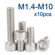 10 pcs 육각 소켓 캡 머리 나사 M1.4 M1.6 M2 M2.5 M3 M4 M5 M6 M8 M10 스테인레스 알렌 볼트 DIN912, 08 M6_14 28mm x10pcs