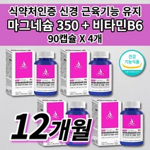 윗 입술 왼쪽 오른쪽 눈 꺼풀 눈밑 눈가 손 떨림 증상 허벅지 종아리 다리 신경 근육 경련 기능 유지 마그네슘 350 권장량 보충 비타민B6 마그비 마그네비 정 영양제 90캡슐, 4개