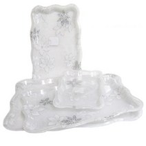 [에이치플러스몰] 세베라 아크릴 쟁반 (특) 화이트플라워 트레이 과일, 상세 설명 참조