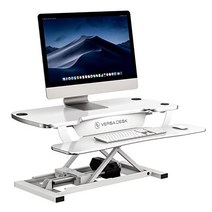 받침 노트북 모션 책상 데스크 높이조절 VERSADESK 전동식 스탠딩 데스크 컨버터 PowerPro 높이 조절식 좌식 스탠드 데스크탑 라이저 및 키보드 트레이 USB 충전 포, White
