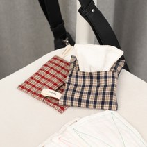 [제로웨이스트] 뻬르끌로 소창 손수건 4장 + 폴체크 파우치 Set, 네이비