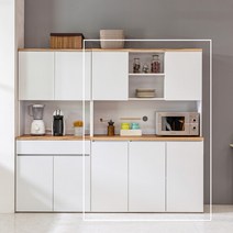 [데코라인] 투엘 1200수납장+상부장, 색상:멀바우화이트