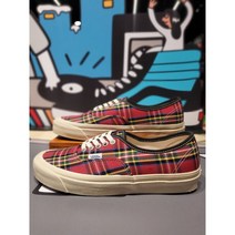 [국내정식매장] 반스(VANS) [반스] 남녀공용 스니커즈 애너하임 팩토리 OG 플레이드 어센틱 44DX (레드) (VN0A5KX4RGR)