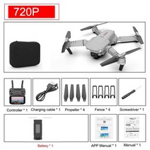 드론축구 드론 Fpv Rc 쿼드콥터 미니 E88 4k HD 듀얼 카메라 비주얼 포지셔닝 1080P 와이파이 고도 유지 129651, CHINA, 01 720p 1 battery