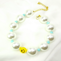 반려동물 목걸이 진주 블루 비즈 고양이 강아지 핸드메이드 선물, LARGE