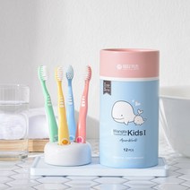 왕타 아쿠아월드 어린이칫솔 1호 4칼라, 코랄, 노랑, 초록, 파랑, 12개, 2세트