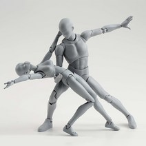 인체모형 반다이 피규어 관절 인형 확장판 드로잉 연습, 2.0 피부색 남+여 13-15cm