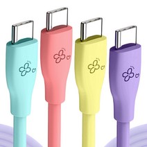 아이엔조이 60W 마카롱 PD C to C타입 고속 충전 케이블 혼합색 4개입, 2m, 4개