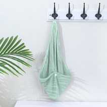 수건 여성 성인 욕실 흡수성 빠른 건조 목욕 두꺼운 샤워 긴 곱슬 머리 모자 마이크로 화이버 Wisp 드라이 헤드 헤어 타올, 25x66cm, 연한 초록색