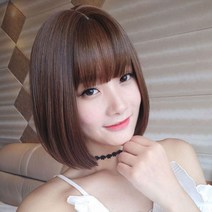 여자 보브컷 단발머리 전체 통가발 가르마 스타일, 상품선택, 다크브라운