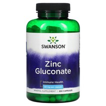SWANSON ZINC GLUCONATE 50 MG 250 CAPSULES, 단색, 한 사이즈
