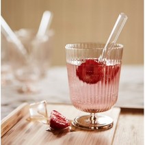 홈파티 유리잔 고블렛 수공예 카페 아이스 커피 유리컵 라이트브라운 320ml
