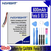 361-00097-00 361-00096-00 361-00098-00 GARMIN Fenix 5/ 5S/ 5X GPS 멀티 스포츠 트레이닝 시계 배터리 용 600mAh, [02] Fenix 5