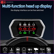 ISINBOX P17 최신 듀얼 시스템 헤드 업 디스플레이 OBD2 HUD GPS 디지털 속도계 타코미터 오일/냉각수 온도 터보 부스트, AP-6 HUD