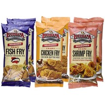 Louisiana Fish Fry Seasoned Crispy Fry Mix 루이지애나 피쉬 프라이 크리스피 치킨&생선&새우 튀김옷 반죽 가루 시즈닝 파우더 믹스 3종 6팩, 1개