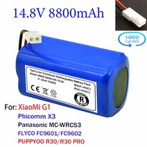 로봇청소기 배터리 호환 Xiaomi G1 MI 로봇 진공청소기용 100% 오리지널 14.8V 12800mAh 리튬 이온 필수 MJSTG1 진공 청소기 액세서리, [01] 14.4 볼트, [02] 6800mAh