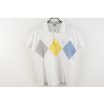 (HAZZYS GOLF)헤지스골프 아가일 포인트 아이보리 넥 카라 티셔츠(95)