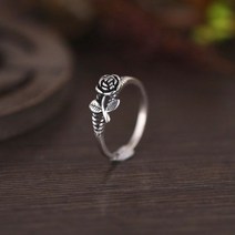 꽃반지 보석 탄생석 실 심플 골동품 실버 컬러 여성 꽃 모양의 손가락 반지를 장미 파티 인과 쥬얼리