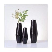 Hosley 그레이 세라믹 꽃병 3개 세트. 결혼 또는 특별한 행사에 이상적인 선물 홈 오피스 데코 스파 아로마테라피 세팅 제품 이름 USA 미국, Textured Black