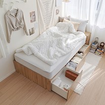 [40000원 즉시할인+중복쿠폰] [매트포함무료설치] 휴도 넉넉한 선유 무헤드 빅 수납 침대 + 엔드리스 20cm 매트리스 SS Q 슈퍼싱글 퀸 침대, 아이보리(매트리스), 화이트(프레임)