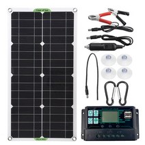 태양광패널 접이식 400w 600w 100W 단결정 전지판 듀얼 12V/24V DC USB 야외 자동차 RV 충전식 키트 30A/6, 03 With 100A ler