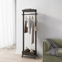 이동식 행거 옷걸이 선반 모던 스탠드 자취방 이케아 드레스룸, 블랙+바퀴
