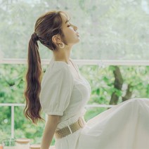단골탑 여성 벨크로 포니테일 묶음머리 가발 히피펌 여성가발, 1개, 오렌지브라운